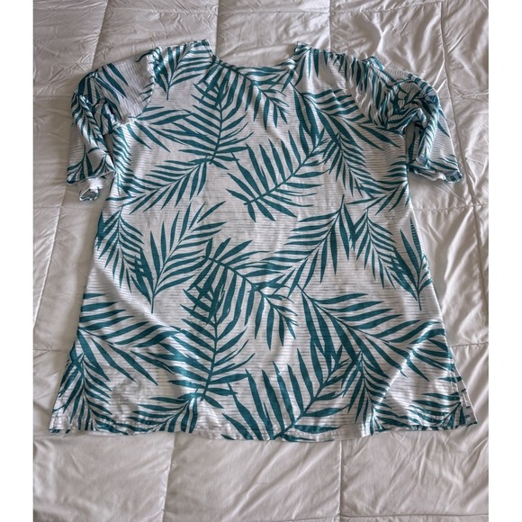 WOMAN'S 2x PULLOVER Bathing Suit Cover Up LEAF PRINT Light Weight Tropical - Picture 4 of 5